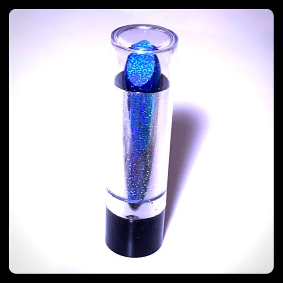 NEW Blue GLITTER LIPSTICK Holographic Glitter Roll Up Tube Makeup - Picture 1 of 4